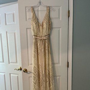 Gorgeous champagne beaded gown - beach wedding, bridesmaid, prom. Size 14